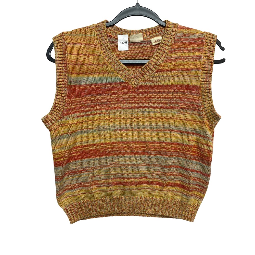 Levi's Sweater Roddy Vest Womens XS Orange Space Dye V-Neck Sleeveless Knit